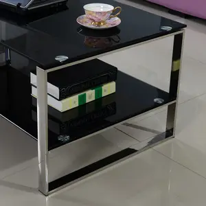 CT135 Black Glass Rectangle Coffee Table