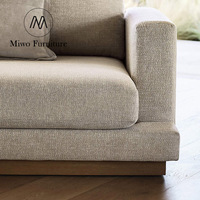 Canapé d'angle modulable 3 places en tissu et bois, style moderne campagnard, pour salon d'appartement