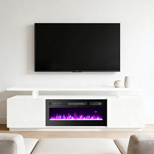 <span class=keywords><strong>Grand</strong></span> meuble TV en bois avec étagères de rangement et cheminée électrique décorative à LED pour la maison - Product Image 2