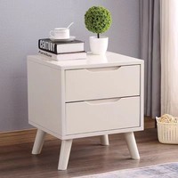 Table de chevet en bois massif avec plateau en verre, style nordique simple, pour petit appartement, mobilier de chambre à coucher, vente en gros d'usine
