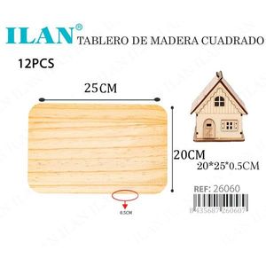 Planche en bois Ilan 20x25x0,5 cm, planche carrée en bois pour projets d'artisanat et de bricolage - Product Image 3