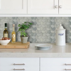 Brush Steel Effect Waterproof Peel and <strong>Stick</strong> Mosaic Wall Tile Sticker <strong>Backsplash</strong> <strong>Stick</strong> <strong>on</strong> Wall - Product Image 5