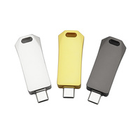 Flashdisk USB Type C Logam Persegi Panjang OTG Pendrive Logo Kustom Lubang Tali Gantungan USB C Memory Stick untuk Smartphone