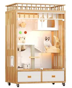 بيع جديد قفص قطة بعجلات حيوان مريح مع سلالم منزل أثاث القط - Product Image 1