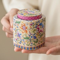 Pot à café carré en céramique émaillée de luxe léger avec motif coloré pour les fêtes