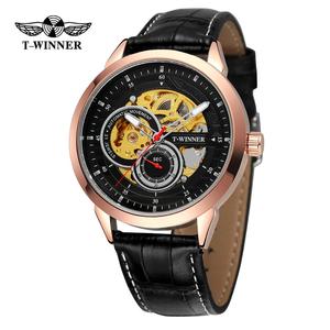 T vincitore oro blu colori <span class=keywords><strong>Minimal</strong></span> dolce uomo regalo Auto orologi da polso uomo di lusso in pelle <span class=keywords><strong>orologio</strong></span> automatico automatico scheletro meccanico - Product Image 1