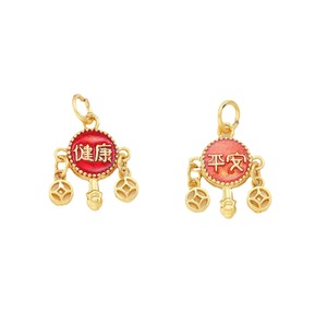 Pendentif tambourin en émail cloisonné traditionnel avec motif porte-bonheur pour la paix et la santé, accessoires de bijouterie - Product Image 5
