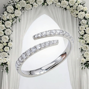 Anillo de Diamantes Open Pave con Diamantes Cultivados en Laboratorio, Corte Brillante Redondo, Ajustable, Joyería de Boda - Product Image 3