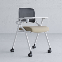 Chaise d'entraînement de couleur blanche bureau mobile réunion maille chaise d'entraînement roue roulant formation chaise d'école avec écriture large