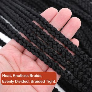 Box Braid Crochet 30 pouces 144 mèches Double trame machine pré-étirée pré-bouclée Origine Chine 6 paquets Cheveux noirs pour femmes - Product Image 3