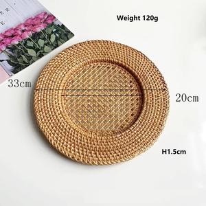 Assiettes de présentation rustiques en rotin brun, dessous-de-plat pour décoration de table à la maison, événements de mariage, café, restaurant, accessoires de photographie - Product Image 2
