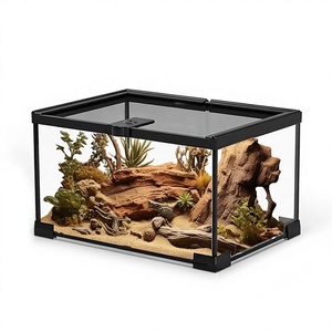Terrarium pour reptiles entièrement transparent en verre ultra-blanc, design empilable, réservoir écologique d'élevage et d'ornement pour geckos et tortues - Product Image 1
