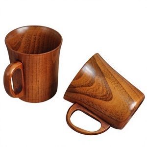 Tazas de Té de Madera Hechas a Mano con Asa, Acabado Natural, Diseño Minimalista para Té, Café, Uso Doméstico - Product Image 1