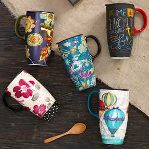 High Quality Bone China Female Large-Capacity 500ml Heat-Resisting Durable <b>Coffee</b> Mug Lid Office Breakfast Use New Style 10 Pcs - Product Image 1