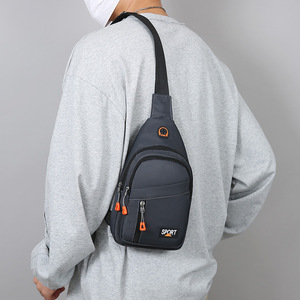 Men's Chest <b>Bag</b> Nylon Water Resistant Sport Casual Crossbody <b>Bag</b> Gray <b>Black</b> Military Green Dark Blue - Product Image 2
