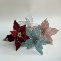 Poinsettia artificiel en polyester pour couronnes, décorations de Noël, fleurs d'intérieur, taille personnalisée, décoration de maison, festival, vacances, centre commercial