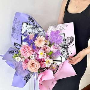 Mới Được Thiết Kế Đầy Màu Sắc Bướm Mô Hình Giấy Hoa Bao Bì Giấy Nhựa Hoa Cửa Hàng Quà Tặng Giấy Gói - Product Image 5