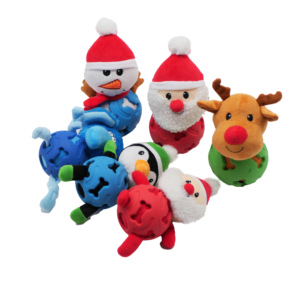 Hot Sale Großhandel Hohlball Gummi Hundes pielzeug Weihnachten Hirsch Schneemann Tier Kauen Plüsch Hundes pielzeug - Product Image 2
