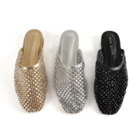 Sandales plates à plateforme pour femmes avec embout orné de diamants