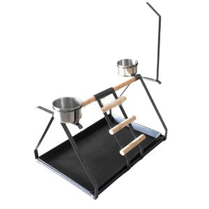 Özelleştirilmiş Metal masa papağan oyun standı oyuncak askı besleyici katı desen popüler ahşap çelik demir standları - Product Image 2