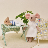 Ensemble de salon maison de poupée miniature avec chien souris en peluche et meubles-Jouet de jeu mignon