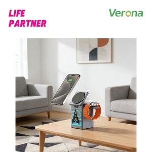 Estación de Carga Inalámbrica 3 en 1 Verona con Pantalla para Altavoz, Carga Rápida de 15W para Teléfono y Reloj - Product Image 2