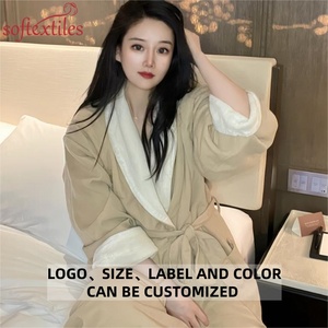 여성용 목욕 가운 럭셔리 하이 퀄리티 실크 목욕 가운 통기성 새틴 더블 레이어 사용자 정의 자수 목욕 가운 - Product Image 2