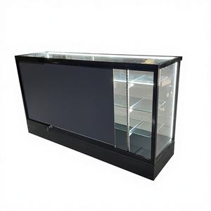 Vetrina per Tabaccheria con Telaio <span class=keywords><strong>in</strong></span> Alluminio Rinforzato, Espositore <span class=keywords><strong>in</strong></span> Vetro con Luci LED, Visione Extra, Nero, Dimensioni Personalizzabili - Product Image 1