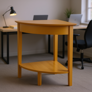 Table d'angle de studio en bois, design moderne, bureau autoportant contemporain avec étagère de rangement - Product Image 2