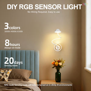 Lampu Meja Sensor Gerak Nirkabel Magnetik DIY yang Dapat Disesuaikan, Lampu Malam RGB Sentuh Isi Ulang USB, Lampu LED Samping Tempat Tidur untuk Rumah - Product Image 2