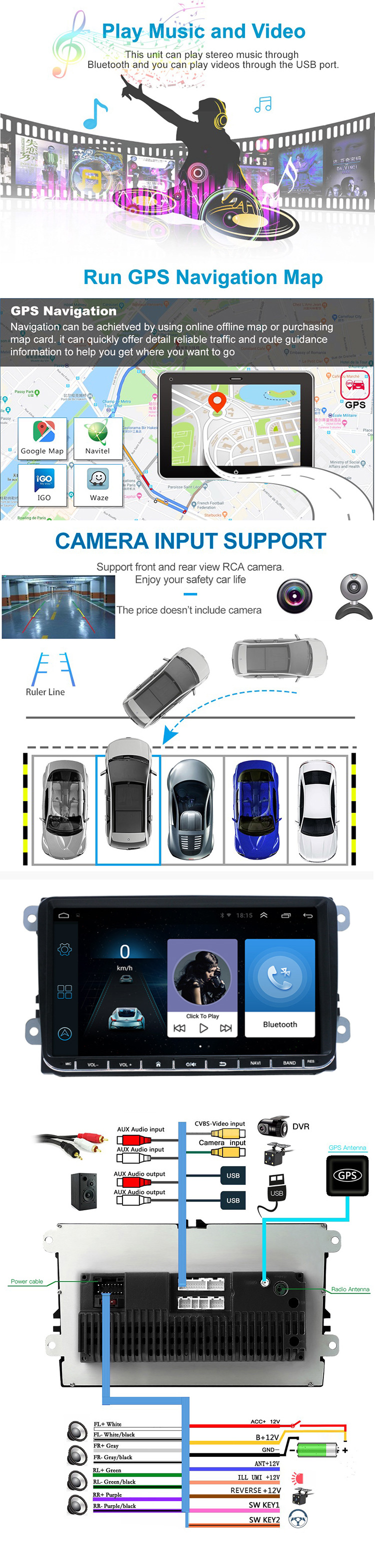 Yeanav 9'' 2 Din Android 12 Car Radio Stereo Video Autoradio GPS Wifi BT FM For Volkswagen/VW/Polo/Passat /SEAT/Toledo