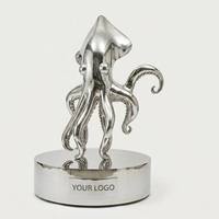 Sculpture moderne de pieuvre géante des profondeurs marines en acier inoxydable poli miroir pour jardin extérieur, art animalier marin