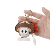 Big-Eyed Cartoon Fruit Access Card Holder Aangepaste hoogwaardige lederen sleutelhanger Leuke creatieve tas charme accessoire Uniek