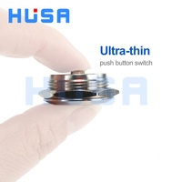 Bouton-poussoir momentané HUSA 22 mm IP65 étanche 220 V 1NO 24 V/5 V avec anneau lumineux en acier inoxydable à corps court pour contrôle domotique