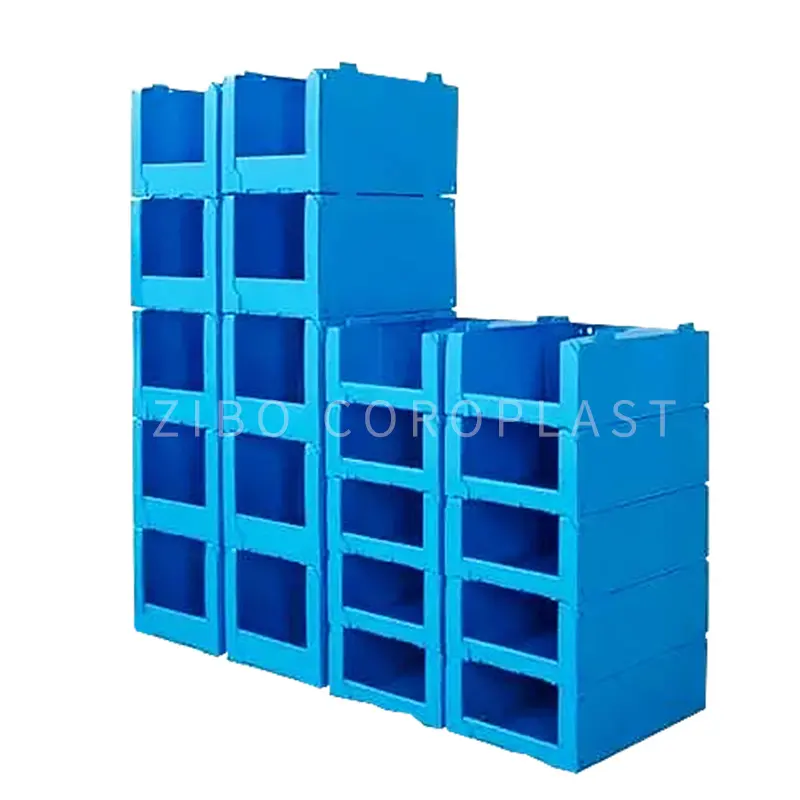 Nhà máy tùy chỉnh PP nhựa Stackable kho corflute đóng mở hộp lưu trữ sóng chọn Thùng