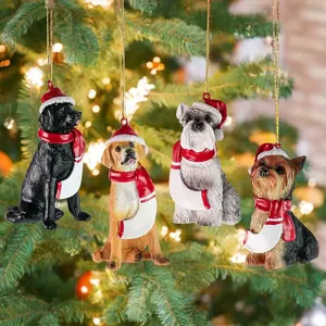 Ensemble d'ornements de Noël pour chien avec chapeaux de Père Noël, décoration suspendue en résine avec des motifs de Labrador Retriever, Schnauzer <span class=keywords><strong>et</strong></span> <span class=keywords><strong>Yorkshire</strong></span> Terrier - Product Image 1