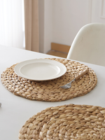 Sets de table ronds en jacinthe d'eau naturelle tressée, résistants à la chaleur, faits à la main, pour table à manger, décoration rustique