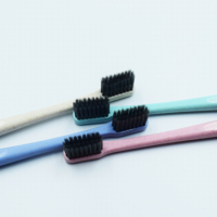 Brosse à dents OEM avec manche en paille de blé, poils coniques au charbon de bois, pour adultes