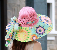 Chapeau de soleil pliable en paille à large bord en mousseline pour femme et fille, idéal pour l'été et la plage, collection 2026 (vente en gros)