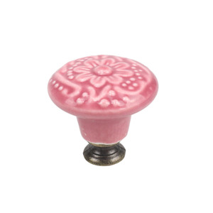 Poignée de meuble en acier et céramique à fleurs en relief antique, petit bouton de tiroir à fleurs pour <span class=keywords><strong>dressing</strong></span> ou armoire de salle de bain - Product Image 4