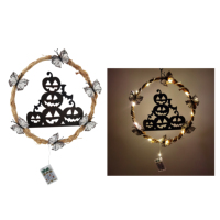 Guirlande métallique LED d'automne avec citrouille, décoration de porte pour la récolte de Thanksgiving