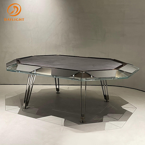 Table de <span class=keywords><strong>poker</strong></span> et de baccarat Texas moderne de luxe en verre cristal pour 8/10 joueurs avec pieds en acier inoxydable pour le divertissement et les jeux - Product Image 2