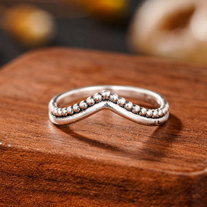 Bague en alliage en forme de boule T0935, plaquée argent antique, unisexe, tendance, cadeau, sertissage pavé sans pierre - Product Image 6