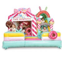 Château gonflable commercial en PVC pour enfants, toboggan à bulles d'air, aire de jeux extérieure sur le thème des animaux, parc de saut, château gonflable rose avec toboggan
