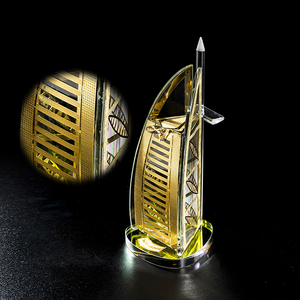 Tòa Nhà Kiến Trúc Hồi Giáo Nổi Tiếng 24K Gold Foil De La Tour Hotel Arabia <span class=keywords><strong>Crystal</strong></span> <span class=keywords><strong>Model</strong></span> Dành Cho Quà Lưu Niệm - Product Image 3