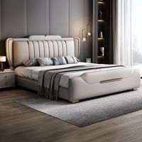 Einfaches Design Günstiger Bettrahmen Modernes Neuestes Lederbett-Set Schlafzimmermöbel Beliebtes Holzbett 1,8m Kingsize-Bett mit Stauraum für Zuhause