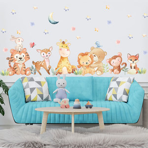 Dibujos animados Tigre León ciervo mono oso papel tapiz extraíble autoadhesivo pegatina de pared <span class=keywords><strong>para</strong></span> habitación de niños ambiente de jardín de infantes - Product Image 4