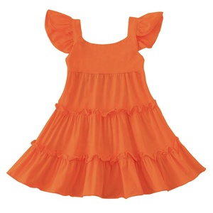 Vestito Estivo in <span class=keywords><strong>Cotone</strong></span> Lavorato a Maglia <span class=keywords><strong>per</strong></span> Bambine, Maniche Corte con Scollo Quadrato a Quadretti e Decorazione a Bottoni - Product Image 4