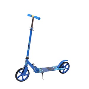 Patinete para niños de 4 ruedas, azul, altura ajustable, con freno, para niños de 6 años, vehículo ligero de dos ruedas - Product Image 4
