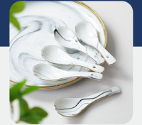 Assiettes de Dîner en Porcelaine Marbrée Grise Bord Doré Style Nordique, Vaisselle d'Hôtel Luxe Classique, Ensemble de Table en Céramique